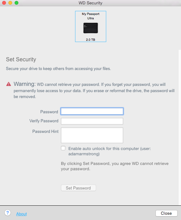 how to unlock wd my passport for mac